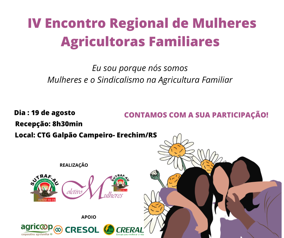Ir para  <p><big>O IV Encontro de Mulheres Agricultoras Familiares promovido pelo Sindicato Unificado dos Trabalhadores na Agricultura Familiar do Alto Uruguai &ndash; SUTRAF-AU, por meio do Coletivo Regional de Mulheres ocorre, nesta...