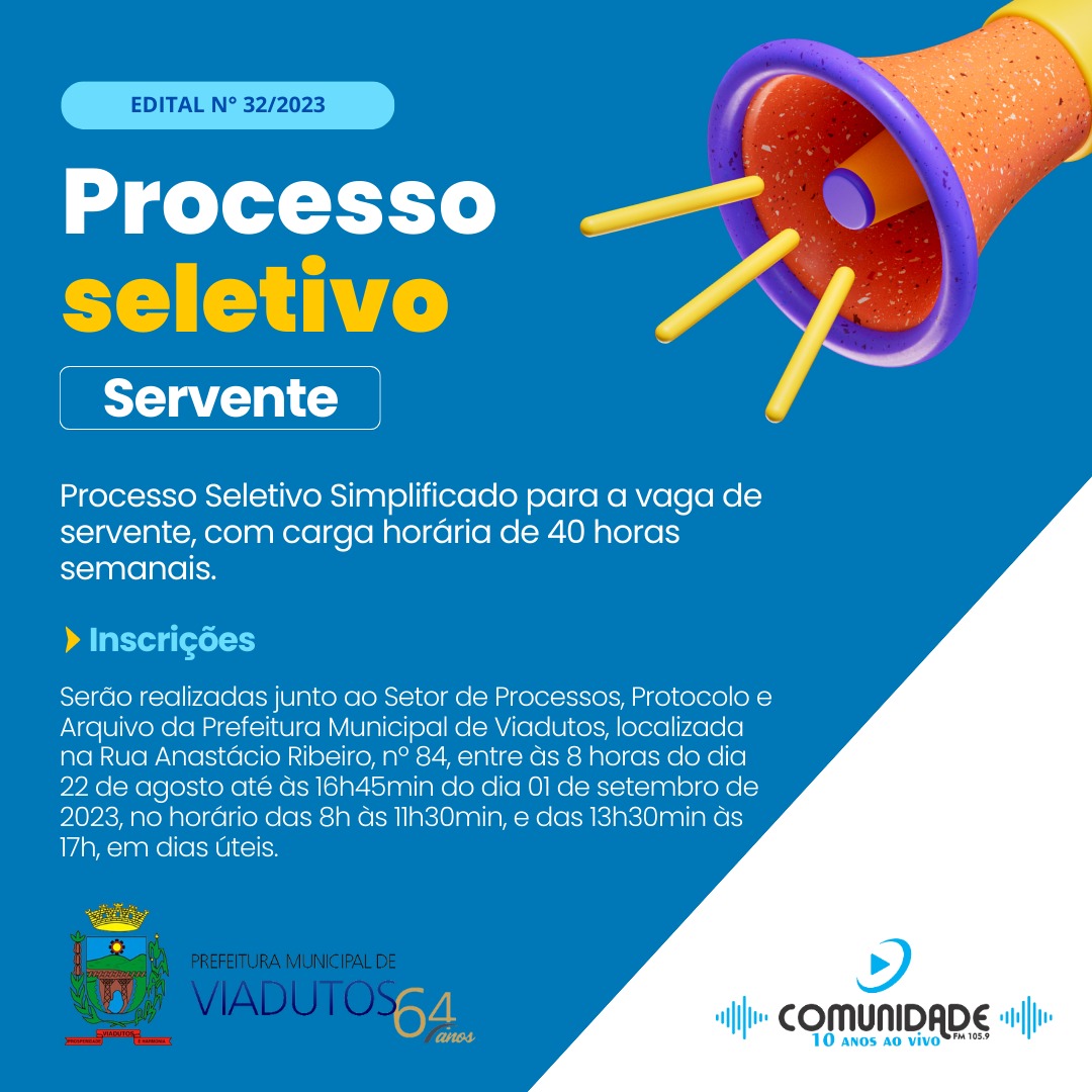 Ir para  <p><big><strong>EDITAL N&ordm; 032/2023</strong></big></p>

<p><big>Edital de Processo Seletivo Simplificado para contrata&ccedil;&atilde;o por prazo...