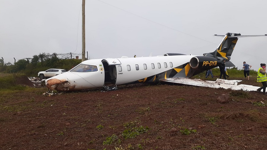 Acidente aéreo em Erechim: jato da Cimed sofre incidente durante aterrisagem